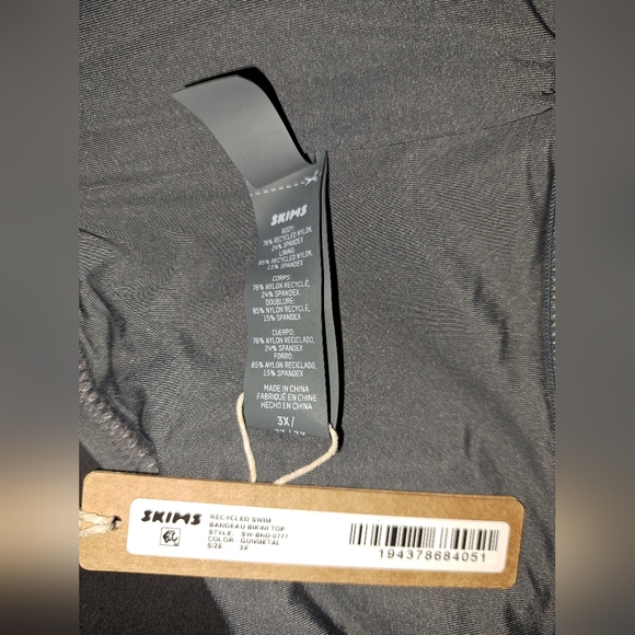 ❤NWT SKIMS 2 Piece Swim Bandeau Top Sculpting Foldover Bikini Bottom GUNMETAL 3X - Picture 10 of 13